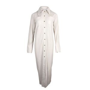 Nanushka Lee Pleated Maxi Shirt Dress in White Vegan Leather